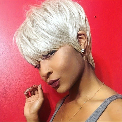 Short Pixie Cut Wig with Bangs Women Synthetic Hair 4 Inch | Lightweight Layered Natural Look | Multi-Color Halloween Cosplay Christmas Party Everyday Wear