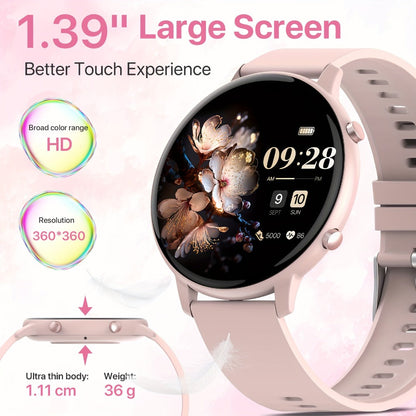 Smartwatch – Voice Assistant for Women 1.39" Full Touch – Siri & Google, Wireless Calling, 100+ Sport Modes, Fitness Tracker, Weather…