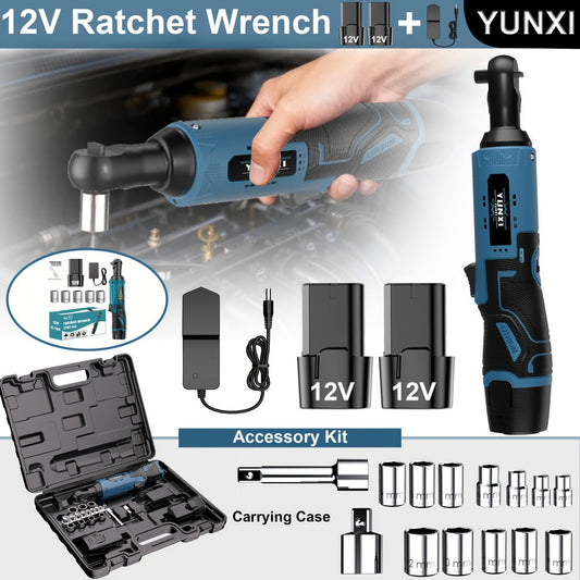 12V Brushless Electric Ratchet Wrench Set with Battery & Quick Charger – Wireless Car Repair Tool Kit for Home & Auto, Holiday Gift for Men