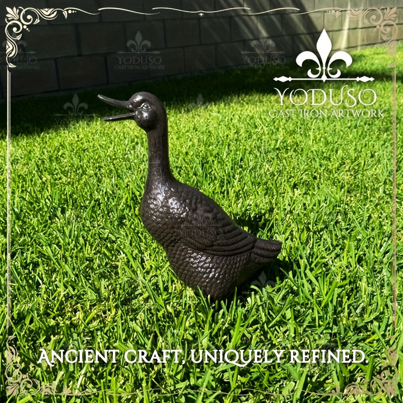 Cast Iron Mother Duck and Duckling Garden Statues in Four Outdoor Lawn Ornament Configurations
