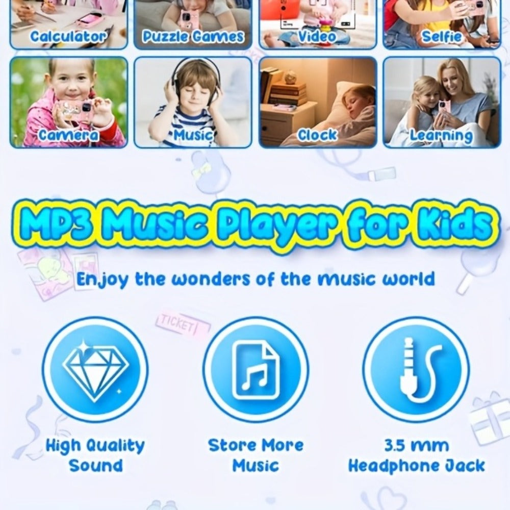 Kids Toy Mobile Phone with Dual Cameras, Touchscreen & MP3 Player – Educational Toy with Games, Alarm Clock & USB Charging, Birthday & Christmas Gift for Boys & Girls