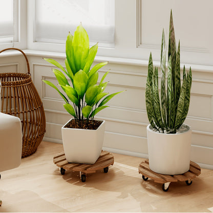 Plant Caddy with Wheels 2 Pack – 13.4" Heavy Duty Iron Pot Roller with Lockable Swivel Casters for Indoor & Outdoor Planters