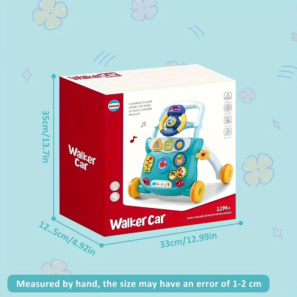 Musical Baby Walker Toy with Anti-Rollover Safety – Multi-Function Sit-to-Stand Activity Center for Early Walking Development, Interactive Learning Push Walker for Infants & Toddlers, Baby Gift