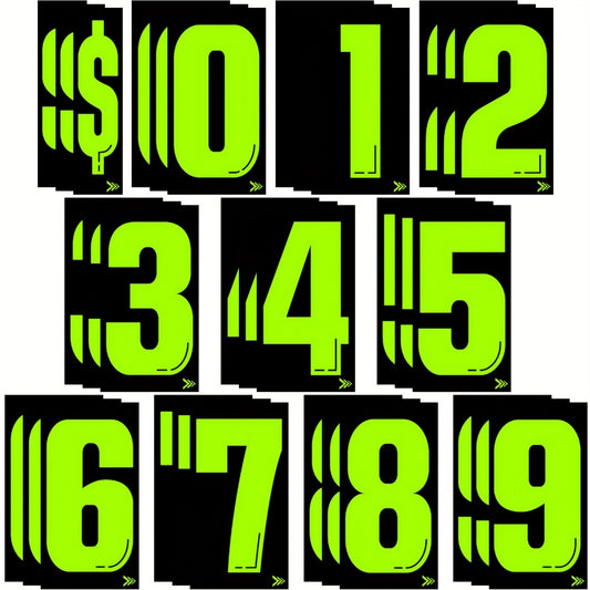 Windshield Pricing Number Decals 33pcs 7.5" Chartreuse Vinyl – Car Dealership Lot Pricing Stickers 0-9 for Auto Vehicle Window, Large Bold Numbers, Weather Resistant