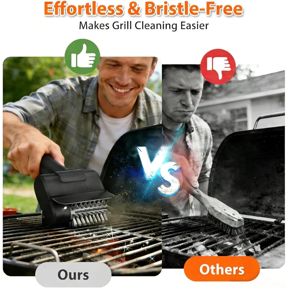Electric BBQ Grill Brush Cordless Rechargeable Grill Cleaner with 800 RPM Rotating Head, 2000mAh Battery, 304 Stainless Steel Bristles – Outdoor Grilling Tool, Father's Day Gift