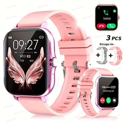 Unisex GPS Smartwatch 1.83" Full Touch – Wireless Calling, Music Playback, Remote Camera Control, Multi-Sport Fitness Tracker, Message Alerts, Pink Silver Gold – Android & iPhone Gift Watch
