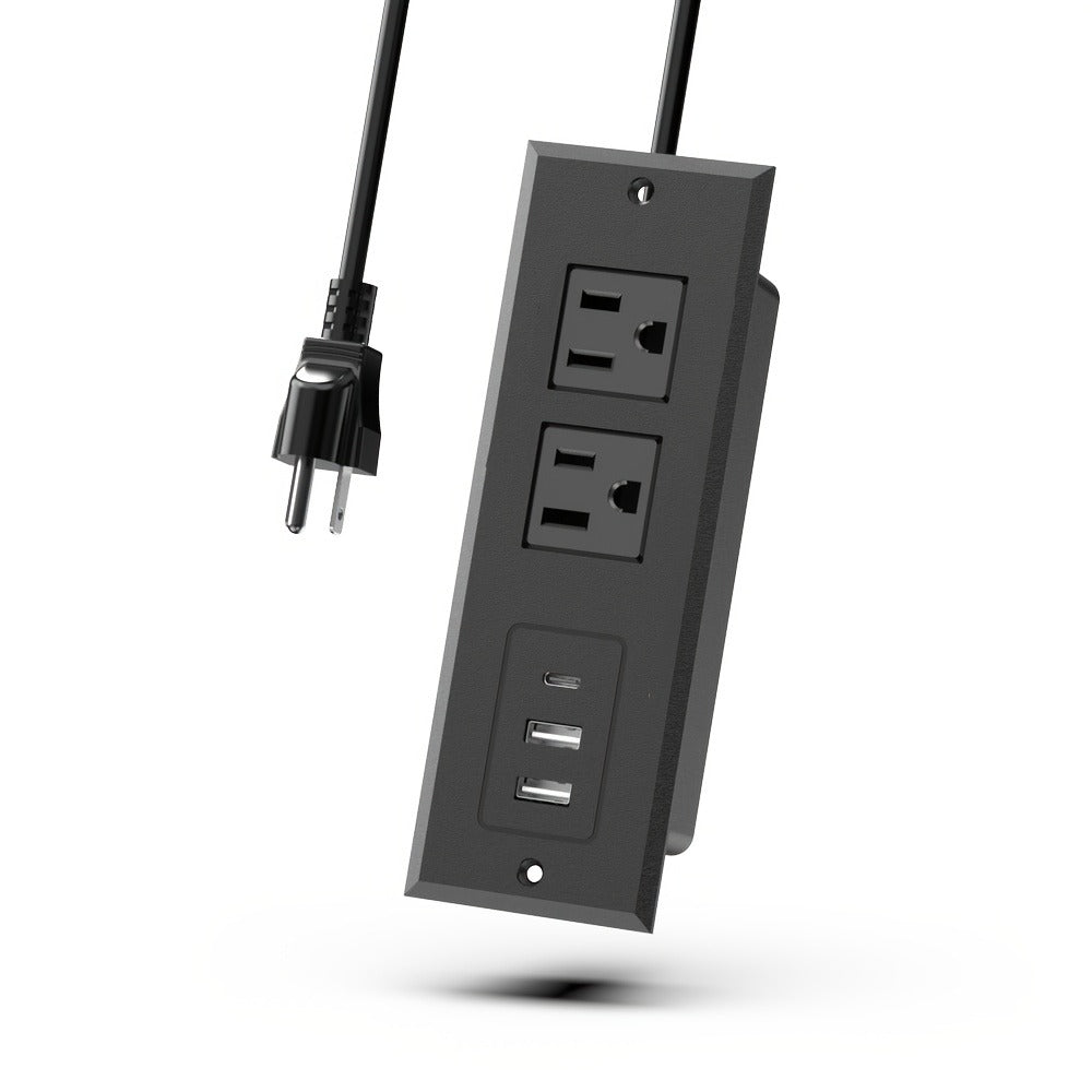 Power Strip Recessed Desk Outlet with Flush-Mount Design, USB-A, USB-C and 1.5-Meter Extension Cord