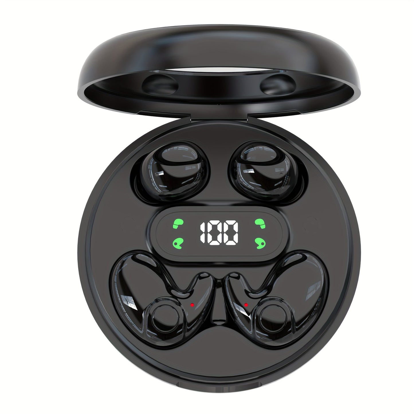 Invisible Sleep Wireless Earbuds 2 Pairs, Mini In-Ear Earphones HiFi Sound Noise Reduction Bass Touch Control Digital Display Long Battery Type-C, for Office Leisure Sport Sleep Men Women