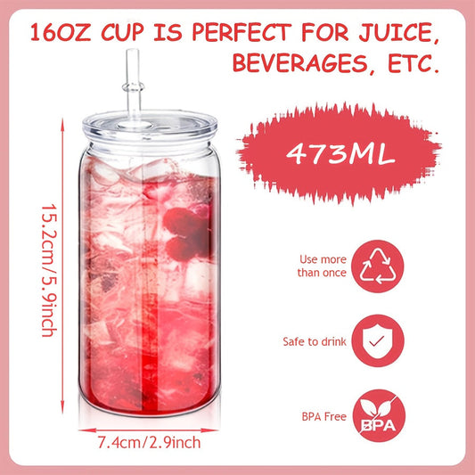 16oz Plastic Cups with Lids and Straws Bulk 25pcs Set Clear Flat Bottom Tumbler Single or Double Wall for Iced Coffee Boba Water Juice Party Favors Christmas Gifts