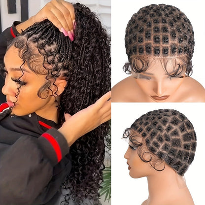 Pre-Sectioned Crochet Wig Cap with 45 to 122 Braided Sections in Natural Black or 613 Color Options