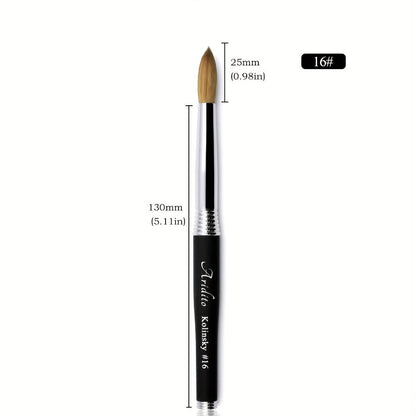 Round Acrylic Nail Art Brush with Black Handle in Protected Sizes 12, 14, 16 and 18 for Salon Detail Work