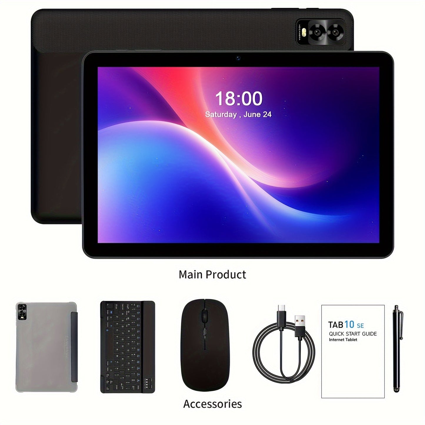 Android Tablet PRITOM 10.1-Inch with Android 14, A523 Octa-Core CPU and 32GB Internal Storage