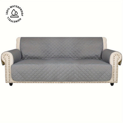 Sofa Cover Waterproof Quilted Microfiber Three-Seat Panel Set with Two Foam Tubes, Straps and Side Pocket