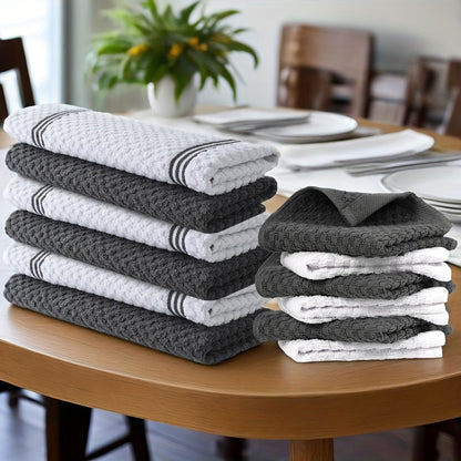 Twelve-Piece Cotton Kitchen Towel Set with Six 15 x 25-Inch Hand Towels and Six 12 x 12-Inch Washcloths