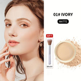 Concealer Wet And Dry Powder + Powder Puff + Powder Brush-01 Ivory White