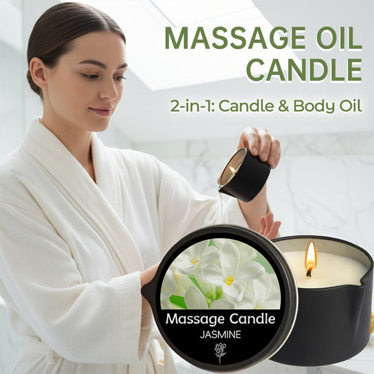 Massage Oil Candle 2-in-1 Soy Wax Scented Candle with Essential Oil — Moisturizing Warm Body Lotion for Spa Pedicure Relaxation Aromatherapy Gift for Women 2oz Multiple Scents