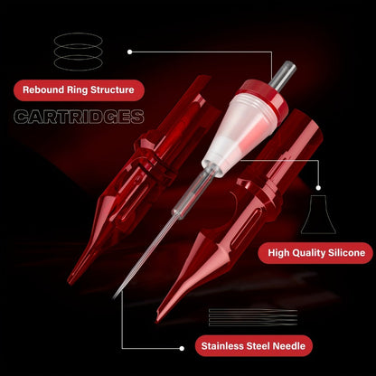 Tattoo Cartridge Needles with Neebol Label, 20 or 50-Piece #10 #12 Round Liner and RM Choices