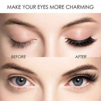 Black Double-Strip Magnetic False Eyelash Set with Round Storage Case and White Applicator