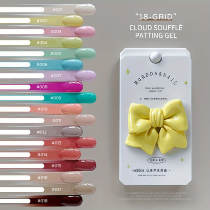 Gel Nail Polish Set 18 Colors Cloud Soufflé Patting Gel — High Saturation UV LED Soak-Off Autumn Winter Nail Art Kit for Women, Salon & Home DIY Manicure Professional Nail Enthusiasts
