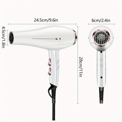 Brushless Motor Hair Dryer Set with Accessories - Professional Blow Dryer Kit Concentrator Nozzle Comb Clips 2 Modes 3 Speeds Ionic Anti-Frizz Home Salon Travel Black White Blue Green