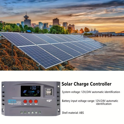 MPPT Solar Charge Controller 12V 24V – 150A/200A Auto-Tracking Solar Panel Regulator with LCD Display, Dual USB Port, Timer & Load Control for Gel Sealed Flooded & Lithium Batteries