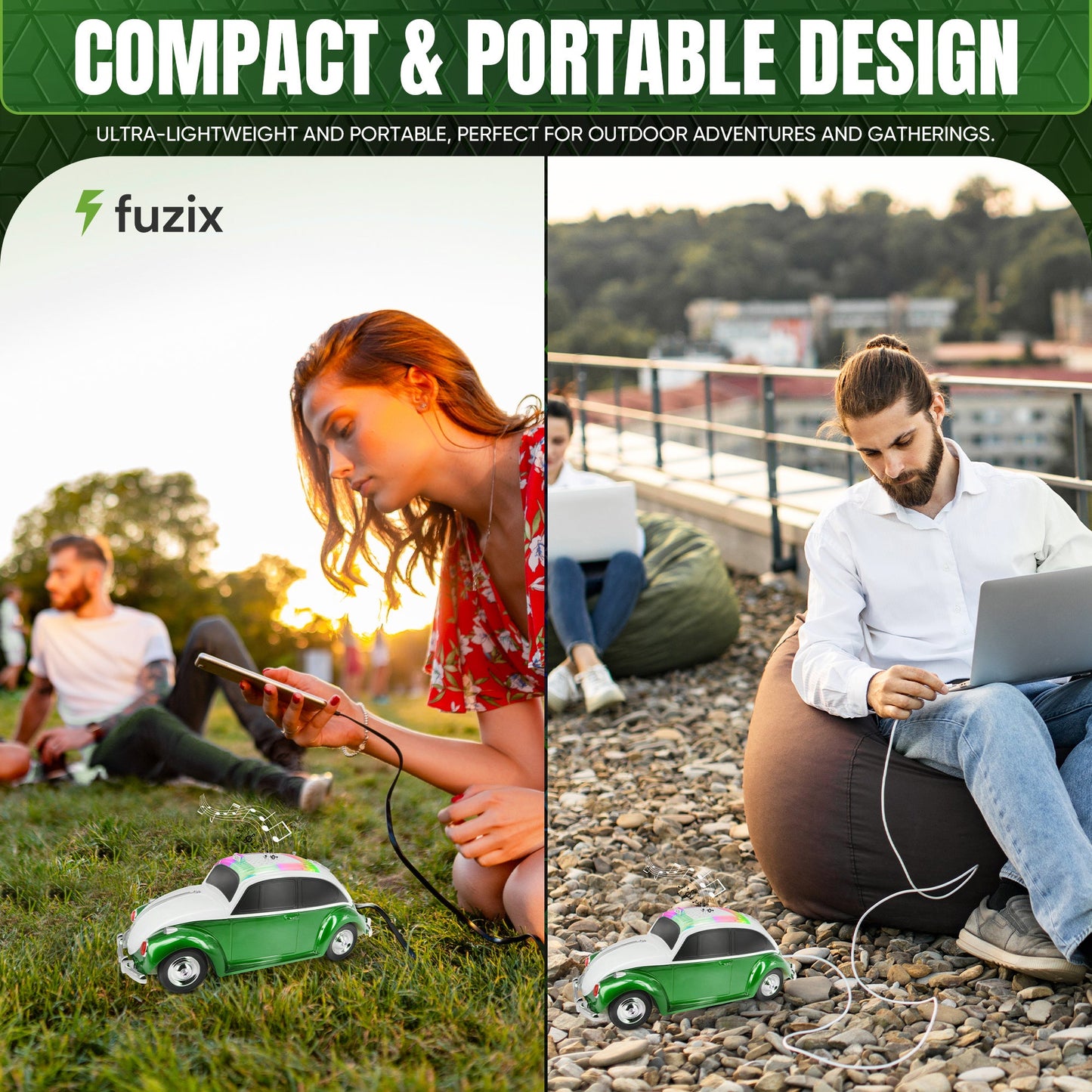Fuzix WS-1958 Vintage Car Bluetooth Speaker with LED Headlights & Taillights | Retro Wireless Stereo, FM Radio, AUX/USB/TF, Built-in Mic, Rechargeable – Novelty Gift for Car Enthusiasts & Music Lovers