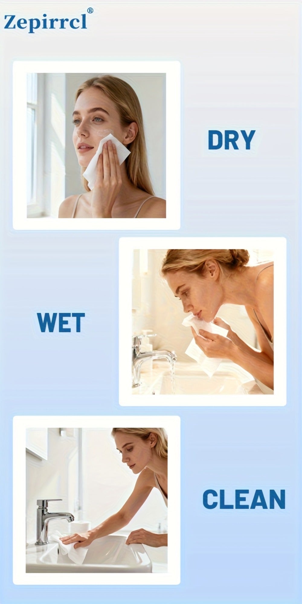 Dry Disposable Facial Towels in 50- or 150-Piece Boxes for Face Cleansing, Makeup Removal and Travel