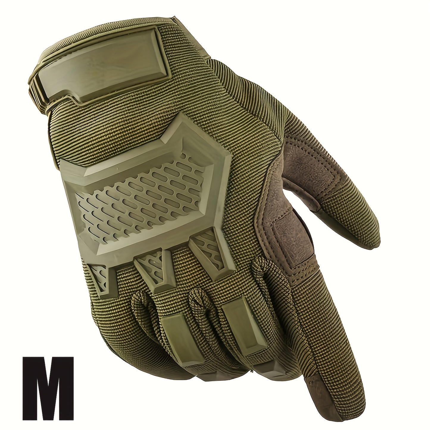 Tactical Gloves with Knuckle Guards – Knit Half Finger Outdoor Gloves for Airsoft Shooting Hunting Operations, Men Women, Sizes M / L / XL, Khaki & Army Green