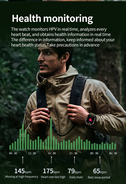 2.01" HD Compass Smartwatch for Men Women – Wireless Calling Outdoor Adventure Watch with LED Flashlight Fitness Tracker Pedometer Calorie Counter Long Battery Life Compatible with Android iPhone Couples Gift