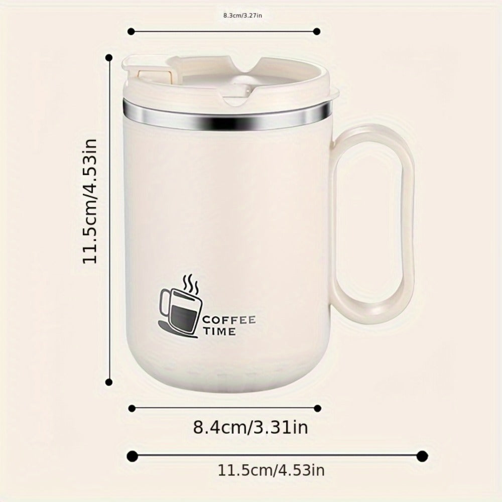 500ml Covered Stainless Steel Coffee Travel Mug with Handle in White, Black, Red, Grey or Brown