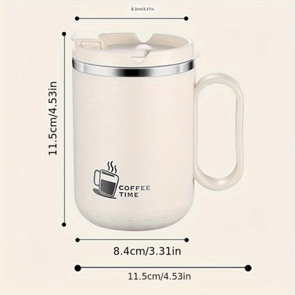 500ml Covered Stainless Steel Coffee Travel Mug with Handle in White, Black, Red, Grey or Brown