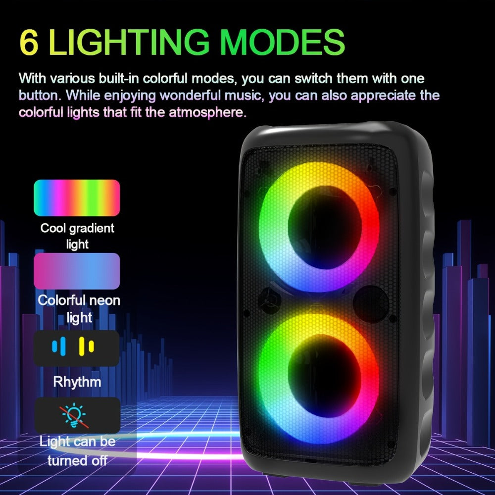 Portable Bluetooth Speaker KTS-1265 with Dual Drivers, RGB, 2400mAh, USB-C and About 4 Hours Playback