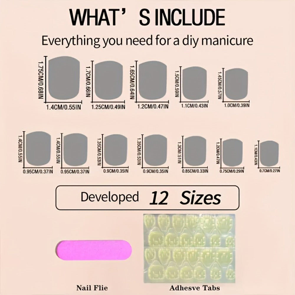 Press On Nails 72-Piece Three-Box Classic Glossy Full-Cover Extendable Nail Set for Elegant Looks