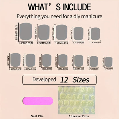 Press On Nails 72-Piece Three-Box Classic Glossy Full-Cover Extendable Nail Set for Elegant Looks