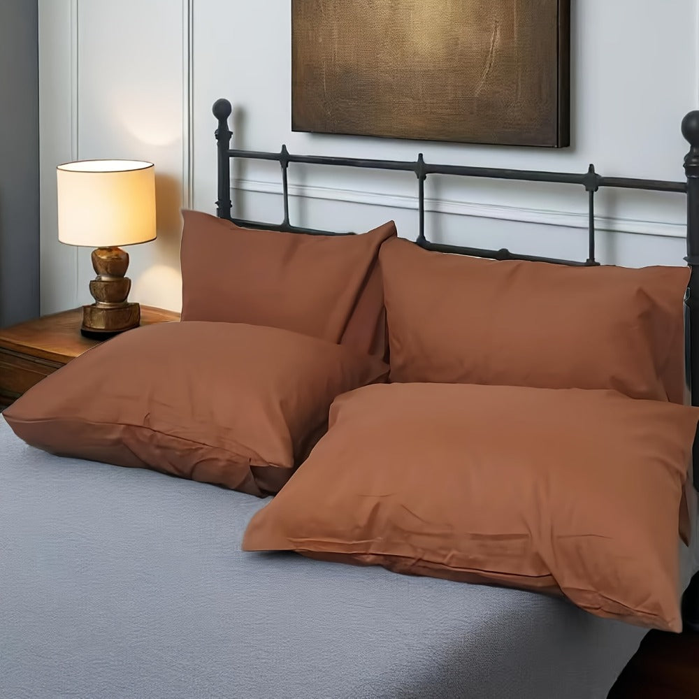 Microfiber Pillowcases Set of 4 – Soft Brushed 90GSM Wrinkle-Resistant Envelope Closure Pillow Covers, Queen & King Size, Multiple Colors, Breathable Polyester Pillow Cases for Bedroom Hotel