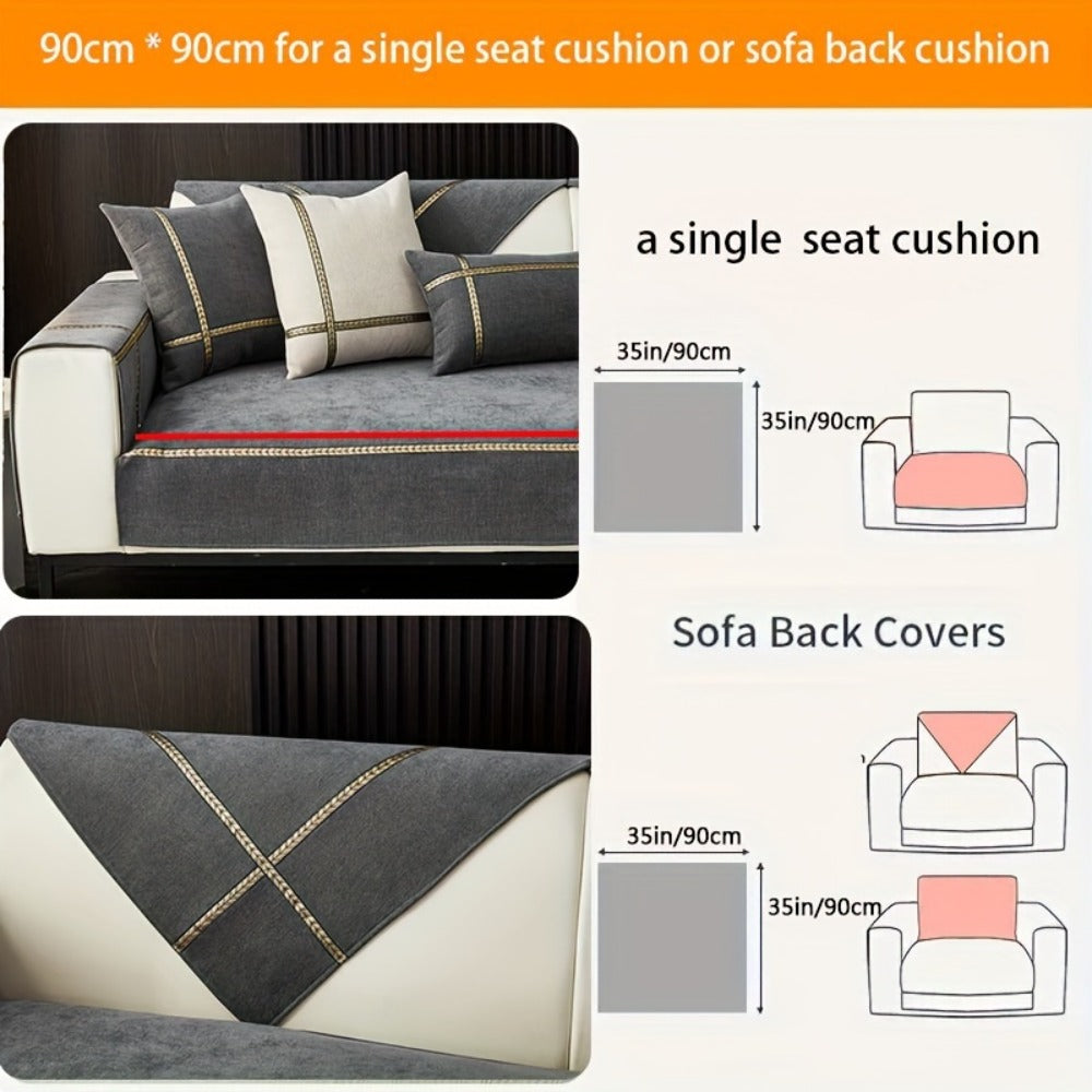 Sofa Cover 350 GSM Chenille Knit Panels for Single Seat, Armrest and 2, 3 or 4-Seater Sofa Sections