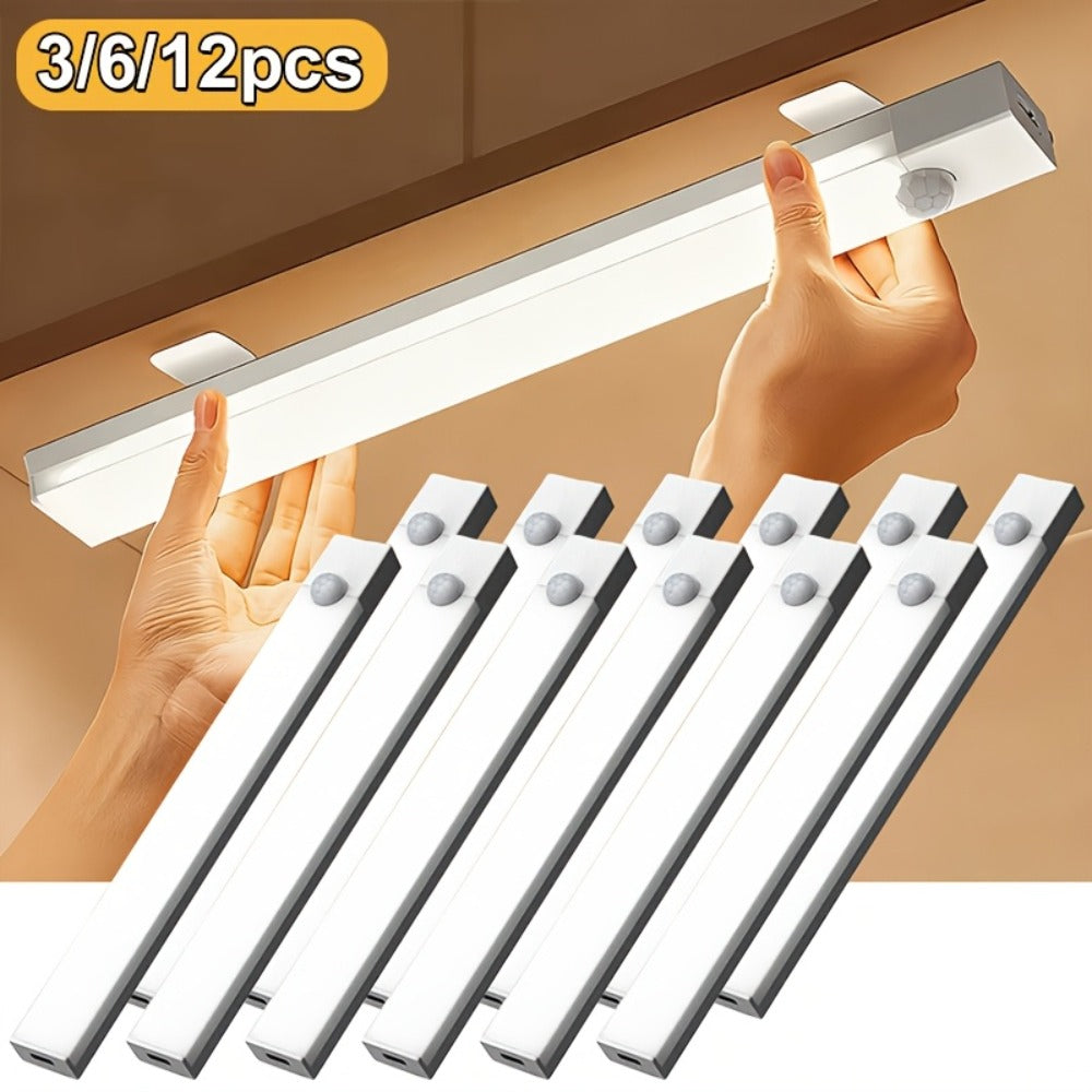 Night Light Motion Sensor LED Bar with USB Rechargeable 400mAh Battery, Three Brightness Levels and Six Size-Pack Options