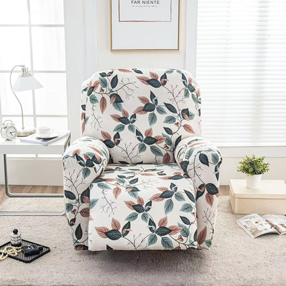 Recliner Slipcover Set, Four-Piece Polyester-Spandex Cover with Side Pocket in Ten Printed Options