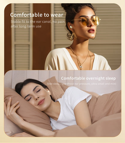 2-in-1 Wireless Earphones Couples Shared Audio Long Battery Life Clear Sound TV Movies Music Running Type-C Charging Condenser Mic Semi-Open iOS Android