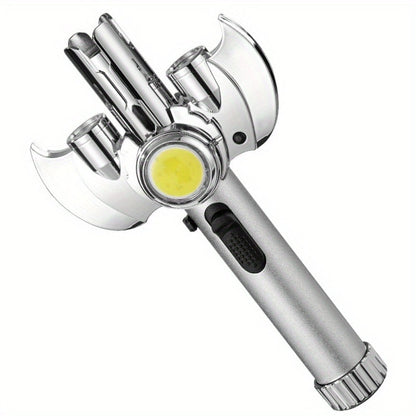 Multi-Nozzle Metal Torch Lighter with COB Auxiliary Light and Black or Silver-Tone Finish Options