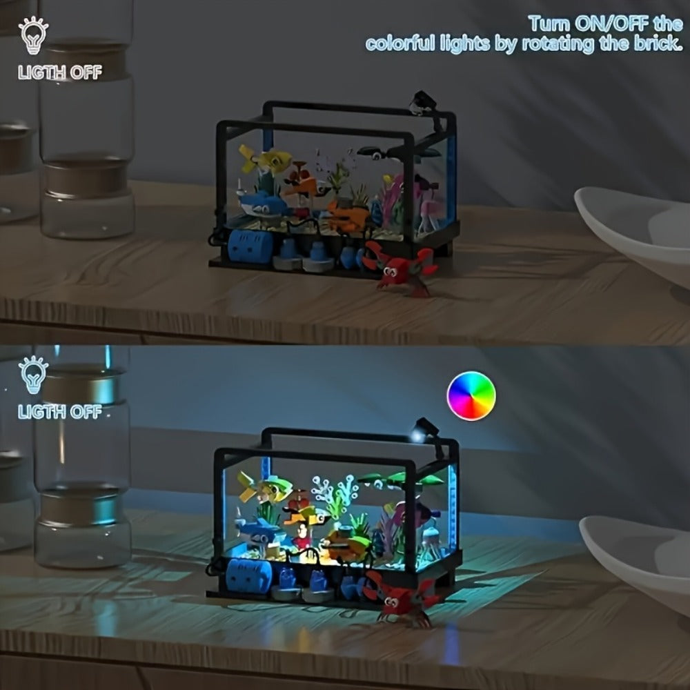 501-Piece Ocean Aquarium Building Block Set LC8059 with LED Light and Marine Life Display Scene