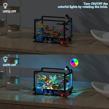 501-Piece Ocean Aquarium Building Block Set LC8059 with LED Light and Marine Life Display Scene