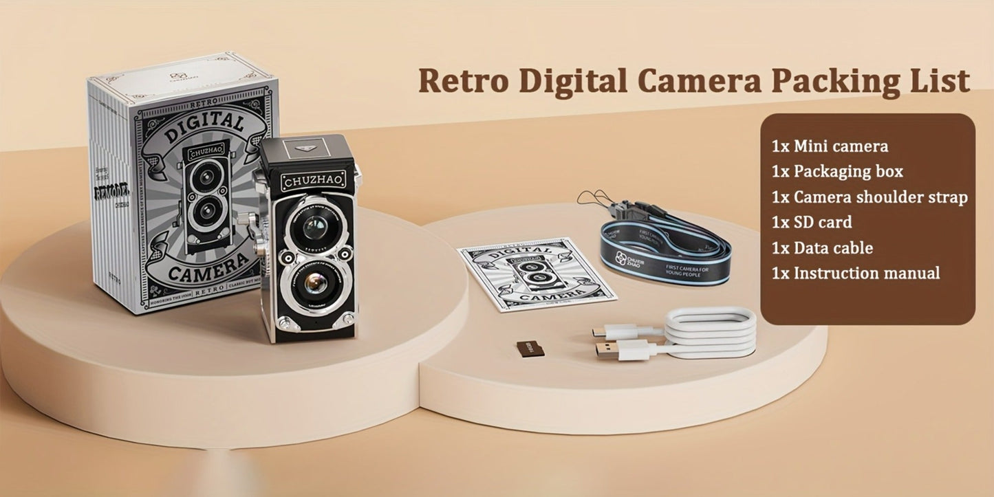 Digital Camera CHUZHAO Retro TLR-Style Model with 12MP Capture Marking, 1080P Video, Autofocus and Dual Filters