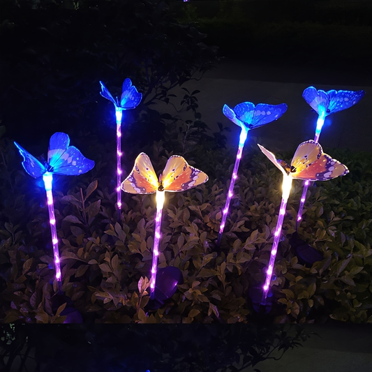 Solar Garden Lights Butterfly Stakes with Color-Changing LEDs in 3- or 6-Pack Sets for Lawn Decor