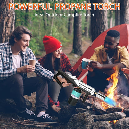 Long-Handle Propane Grill Torch with Adjustable Flame, Trigger Ignition and Silver-Black Finish