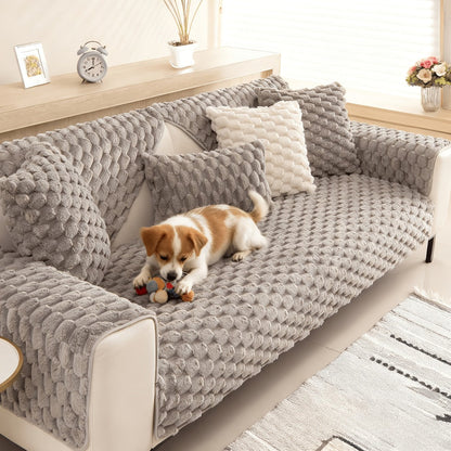 Sofa Cover 35.5-Inch Fuzzy Polyester Single-Piece Pad with Silicone Non-Slip Backing for 2 to 4 Seats