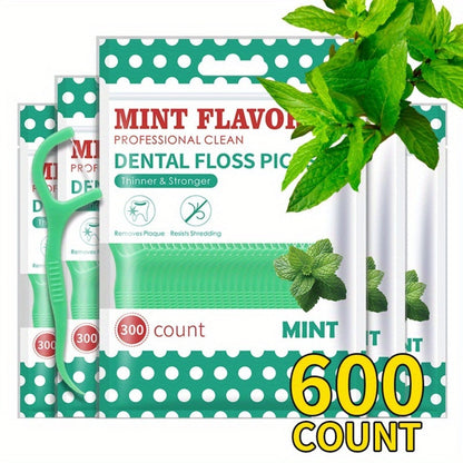 600-Count Mint Floss Picks with Ultra-Fine Disposable Sticks for Home, Travel and Daily Oral Care