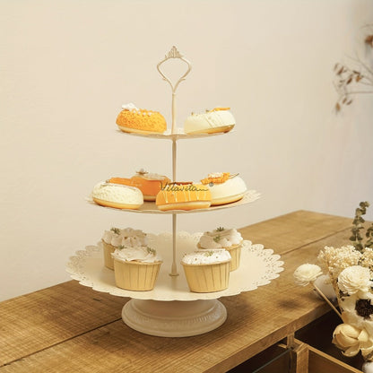 Cake Stand Set of 8 with Crystal Pendants 3-Tier Cupcake Tower Metal Dessert Display for Wedding Birthday Baby Shower Party Decor