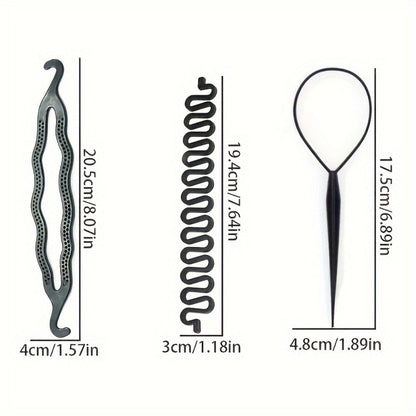 Fifty-One-Piece Hair Styling Accessory Set with Bun Forms, Braiding Loops, Clips and Pins Pictured