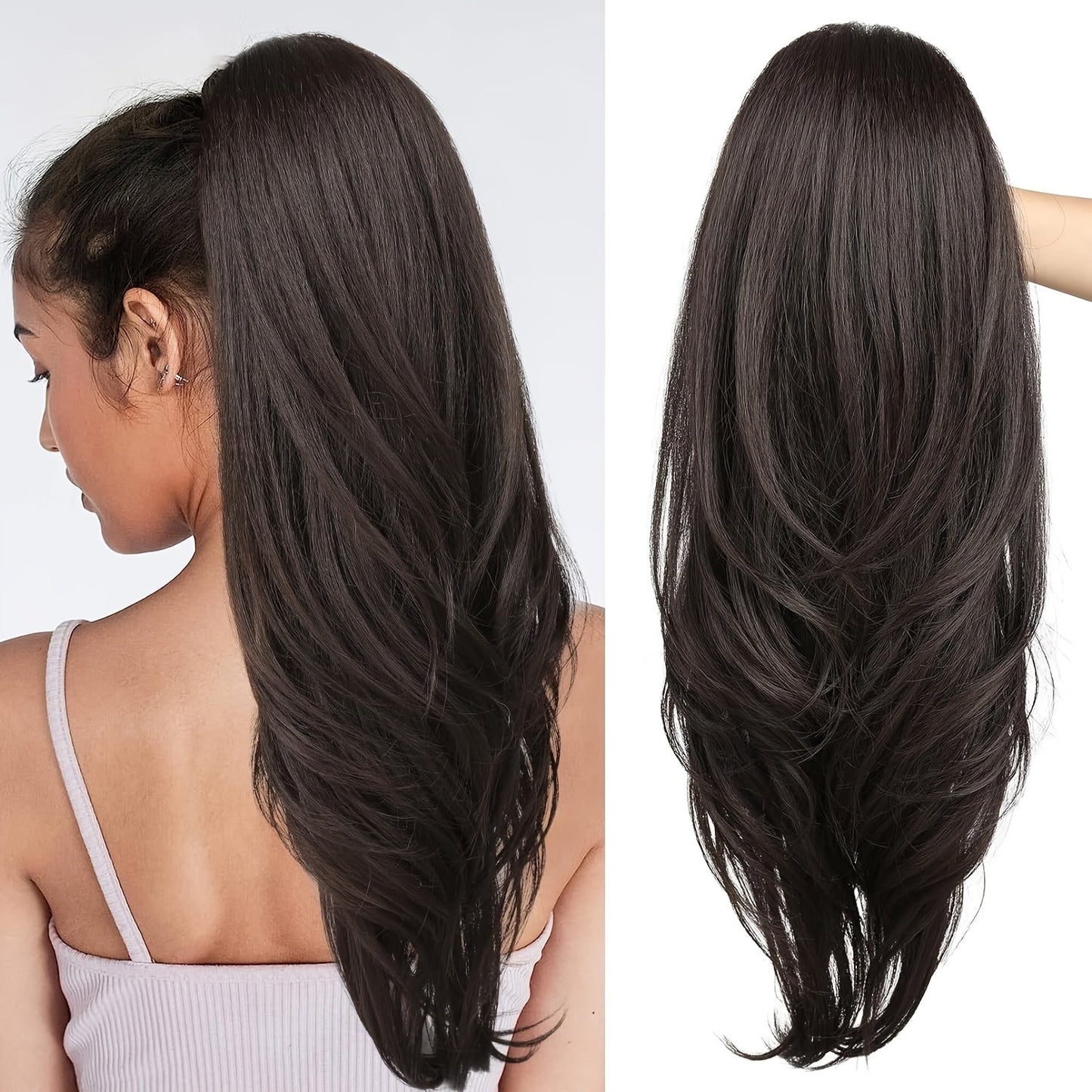 26-Inch Drawstring Wavy Ponytail Extension with Wraparound Clip in Ten Color and Style Options